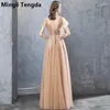 Abiti da festa mingli tengda champagne in pizzo abito da sera elegante abito lungo illusione abito formale sexy molo abendkleid