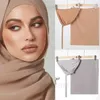 Hidżabs 2 -częściowy zestaw zwykły kolor szyfonowy szalik hidżab żeńskie islamskie podkładki okładki okłady dla kobiet hidżabs włosy szaliki D240425