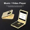 SERVO Retro Flip Mobile Phone 4 SIM Card Standby 2G MP4 Big Keyboard Magic Voice Flashlight Speed Dial Blacklist Fold Telephones