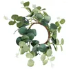 Fleurs décoratives Bougies d'anneau de couronne d'Eucalyptus artificiel feutre le porte-pilier décor de mariage