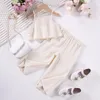 Clothing Sets Toddler Girls Solid Sling Suits Suspenders Summer Ruffles Wide-Leg Pants Clothes Lovely Elegant Casual Suit Baby Outfits