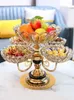 Plates Crystal Glass Fruit Bowl Multilayer Platters And Trays Modern Rotate 360 Degrees Snack Candy Tray Dry Plate