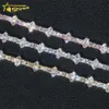 Wysyłka na całym świecie Solid S Gold Slisted 3 mm Cross Hip Hop Naszyjnik Vvs D Color Moissanite Diamond Tinnis Łańcuch tenisowy