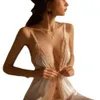 Passionate New Ice Silk Sexy Pure Desire Nightwear Split Free Small Chest Fun Nightwear Set with Straps 6188