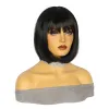 Perruques courtes bob raides perruques pour femmes Black Synthetic Natural Hair Wig avec une frange complète Cosplay résistant à la chaleur Utiliser les faux cheveux