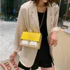 Sacs à bandouliers Femmes Sac 2024 Trend Wild Chain Ladies Messenger Fashion Hit Color Lock Small Square Jelly Purse