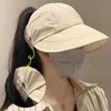 Breite Krempe Hüte Eimer Hüte Sommer breiter Krempe Sunhat Damen Sonne Hut faltbare und verstellbare Outdoor Beach Eimer Hut UV Schutzhülle Fischer Ponytail Hut 240424