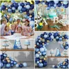 Decoração de festa azul balões metálicos guirlanda arch kit kit dourado confetes de balão aniversário filhos chá de casamento chá de bebê