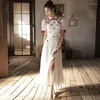 Gelegenheitskleider überarbeitete Cheongsam Toast Kleid 2024 Braut Engagement Return Female Lizenz Registrierungsabschluss lang