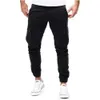 Calça masculina masculina as calças de combate de cargo elástica de cintura calças de bolso calças de bolso de bolso calças de múltiplos bolsos de lápis calças de lápis D240425