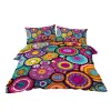 Oreiller ensembles de literie Mandala colorés avec couvre de couette 3 pièces de lit avec 2 camarades d'oreiller