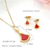 Colliers pendants Collier et boucles d'oreilles Géométrie Set Bijoux en acier inoxydable pour femmes Triangle de cristal Bijoux de mode rouge 2021 Nouvelle fille cadeau