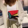 Sacs à bandouliers Femmes Retro Matte Patchwork Crossbody Body Colorful Geometric Criss-Cross Small Chains Bag Pu Handbag Fashion Designer