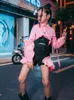Stage noszenie zzl k-pop strój Urban Dance Girl Ubranie hip-hop spodni różowy brokat błyszczące ubrania jazzowe kostiumy wybiegu zużycie D240425