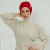 Hidżabs zwykły muzułmanin instant turban hat wewnętrzny hidżabs czapki kobiety islamska bandana bonnet Indie kapelusze żeńskie turban turbante mujer kwiat D240425