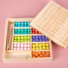 Early Educational Montessori Wooden Board Clip Toys Rainbow Color Coordination Eye Hand Puzzle Bead Game