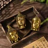 Northeuins Resin Creative Asie du Sud-Est Antique Bouddha Head Statues Golden Miniature Figurines Zen Home Interior Decor Objets 240416