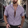 رجال Polos Short Slim Fit Dailible العمل اليومي قميص Polo قميص عصري الوجه غير الرسمي زر الربيع/الصيف