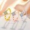 S925 Silver Cute Clover Designer Rings for Women Girls Fashion Luxury Cz Cz Zircon Sweet Four Leaf Design Loving Loving Love Ring Gift Jewelry Gift