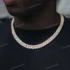 Prix de fabrication Luxury 2 rangées Moisanite Cuban Link Chain de liaison 18k Collier en diamant en or massif pour les bijoux personnalisés hip hop masculins