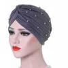 Hijabs 2020 Cotton Solid Folds Pearl Muslim Turban Scarf Women Islamic Inner Hijab Caps Arab Head Femme Musulman Turbante Mujer D240425