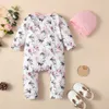 Rompères 0-18 mois NOUVELLE-NÉBORN BEBOLLE GIRL Vêtements Romper Costume de body de fleur à manches longues Bénéres