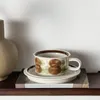 Tazze di piattini da 8,5 once/250 ml di caffè girasole tazza set portatile in porcellana vintage in porcellana ad acquerello in ceramica e piatti a casa