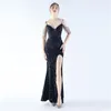 Casual jurken high-end avondjurk sexy split hand kralen Tassel 2024 paillin feest slip long gala vrouw vestidos de fiesta