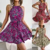 Frühlings- und Sommer Casual Pee -up Ruffen großes Schwung Blumenkleid Damenkleidung 926