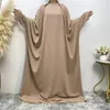 Ethnic Clothing Women Simple Loose Abayas For Big Bat Sleeve Muslim Dress Middle Eastern Islamic Dubai Clothes
