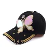 Ballkappen Pailletten Cartoon Butterfly Schwarzer Leopardenmuster gebogener Baseballkappen Sommer Mesh Snapback Hüte für Frauen Männer Casquette Trucker Cap J240425