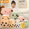 Pillow WEPICK 24/35/50cm Lovely Fruit Bubble Tea Cup Shaped Cushion Soft Cartoon Pillow Cushion Real Life Milk Tea Doll Home Decoration