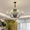 Lustres American Crystal Candle Lighting Luster Black suspension suspension pour le plafond Farmhouse lampe à manger Décor de cuisine