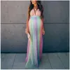 Moderskapsklänningar sommar bomullsgas graviditet klänning lapptäcke gravida kvinnor ärmlösa mode för fotografering