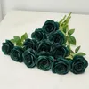 Fleurs décoratives 10pcs paon gree roses artificielles fausses de soie réaliste