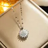 Pendant Necklaces Rotatable Sunflower Necklaces For Women 2024 Fashion Jewelry Accessories Chain Choker