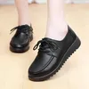 Casual Shoes Autumn Genuine Leather Breathable Plus Size Women Woman Slip On Flat Mother Black Work