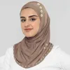 Hijabs Женщины мгновенный шарф хиджаба с жемчугом мусульманский премиум -джерси шарф шарф пленка мягкая тюрбана, атака