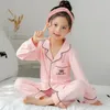 Kinderpyjama's sets katoenveer kinderen cartoon huiskleding pak meisjes casual lange mouw kerstpyjama set slaapkleding 240408