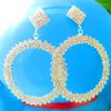 Hoop Earrings Wholesale- Korean High-end Shiny CZ Crystal Big Women Silver Jewelry Bride Round Wholesale