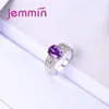 Cluster Rings Big Round Purple Oval Ring 925 Sterling Silver Jewelry For Women Wide Opal Wedding Valentine's Day Gift