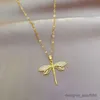 Pendant Necklaces Fashionable and Luxurious Personalized Dragonfly Stainless Steel Necklace Classic Personalized Versatile Clavicle Chain