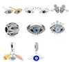 925 Silver Fit P Charm 925 Bracelet Bracelet Neckalce 925 Sterling Silver Trunk Turkey Blue Evil Eye Zirconia Bead charms set Pendant DIY Fine Beads Jewelry1181382