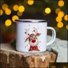 Emalia kubki z nadrukiem Deer Snowman Coffee prezenty Bożego Narodzenia