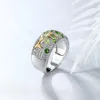 Pierścienie klastra GZ ZONGFA Oryginalny 925 Sterling Silve Roślinowy pierścień dla kobiet Naturalne Chrome Diopside Peridot Gems Yellow Branches Fine Jewelry