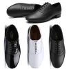 Boots Basic Men's Ballroom Latin Tango Dance Chaussures à talon bas Laceup blanc noir en cuir noir salsa chaussures de danse plus taille de sport