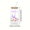 Gobelers 1pc Flower Series Verre à boire transparent avec couvercle en bambou et paille tasse de café Juice Brinks Drinkware Gift For Friend H240425