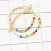 Link bransoletki kolorowe koraliki ręczne Bransoletka Bransoleta kostka tkającego tęczy w stylu Rainbow Shinning Charm for Women Wedding Jewelry Gift