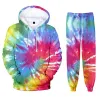 Sweatshirts Tie Dye Hoodies Sport Style Men/Women Hoodie+Sweatpants مجموعات مخدر للبلواح