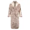 Robe à manches longues Satin Sleepwear Imprimé Dragon Phoenix Kimono Bathrobe Mentide Mentide Casual Home Vêtements Pyjamas Loose